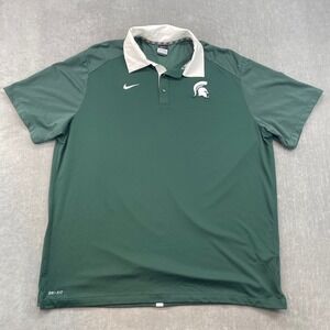 Michigan State Spartans Nike Mens 3XL Green Dri-FIT Polo Shirt Collegiate MSU